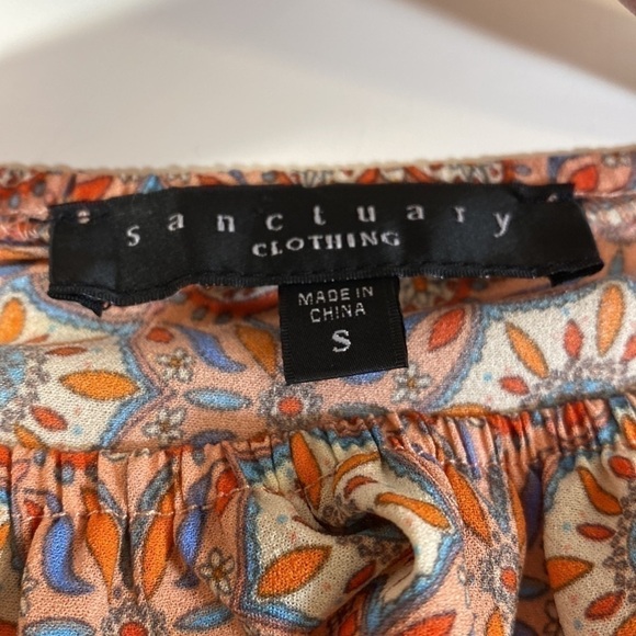 SANCTUARY Julia Off Shoulder Ruffle Bell Sleeve Blouse Pink Size Small - Picture 6 of 10